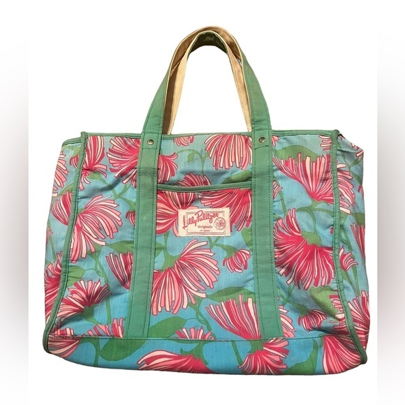 Lilly Pulitzer Handbags - Lilly Pulitzer originals blue, green, and pink floral large tote bag